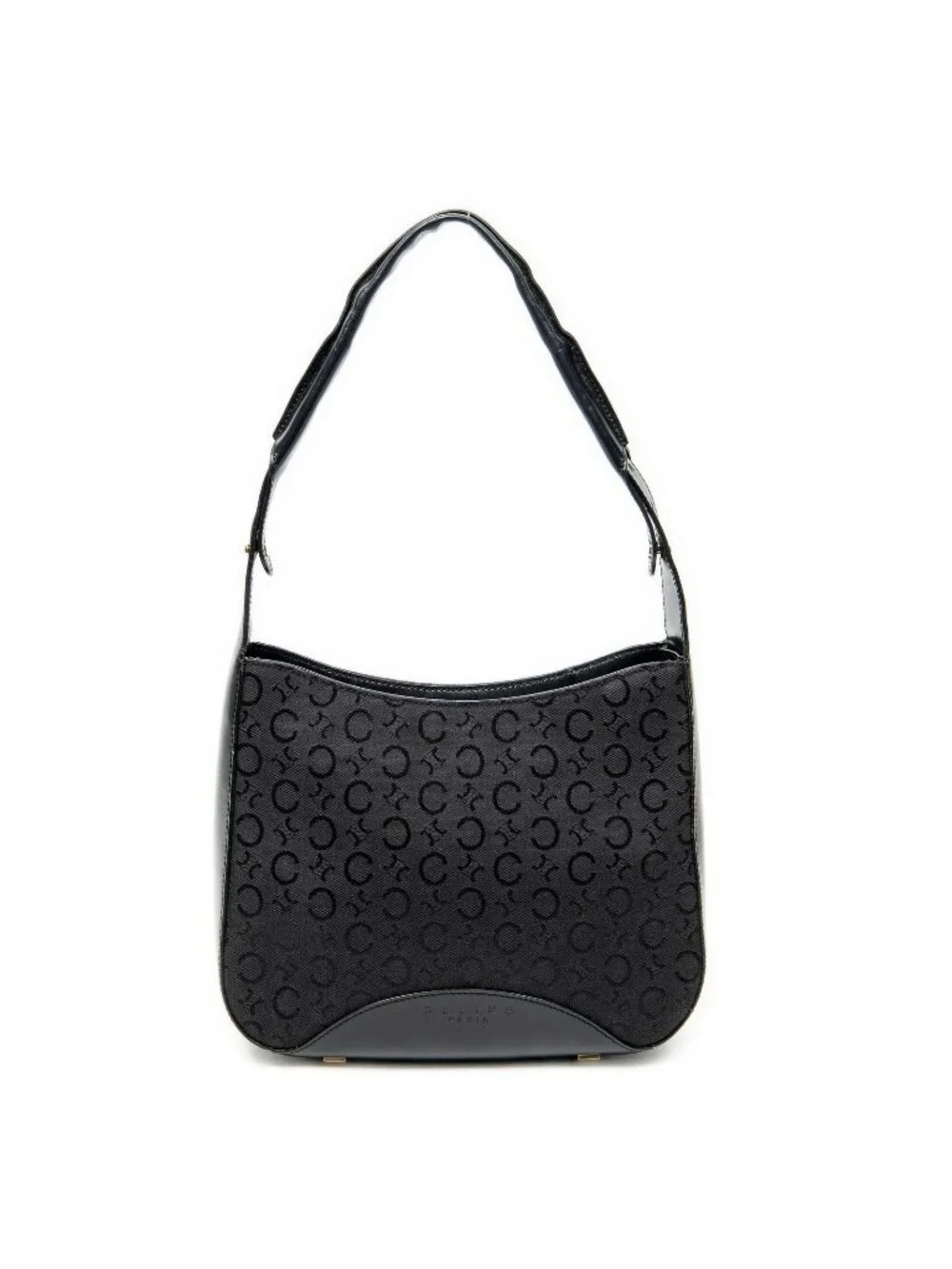 Celine Vintage Mini Zip Hobo Black C Macadam Canvas